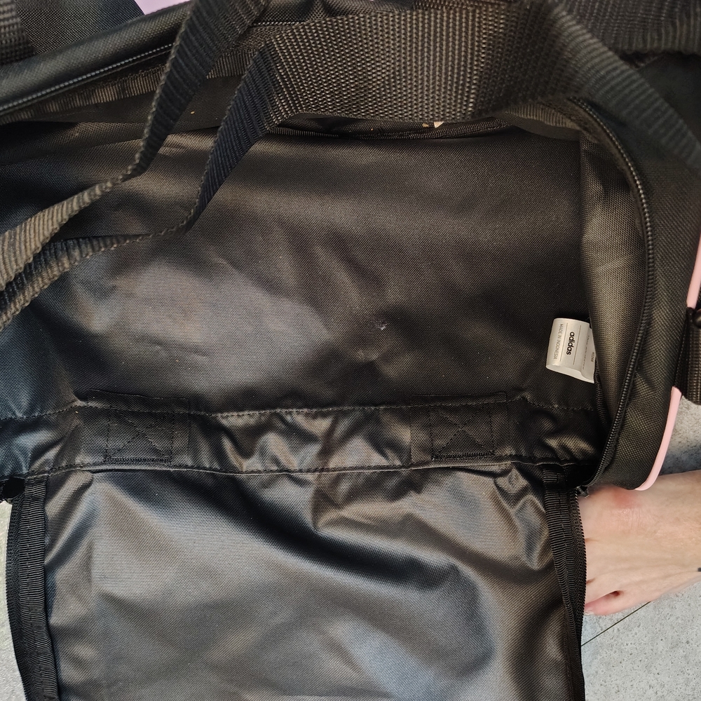 Adidas by Stella McCartney Black and Pink Duffel Bag with Water-Resistant Finish